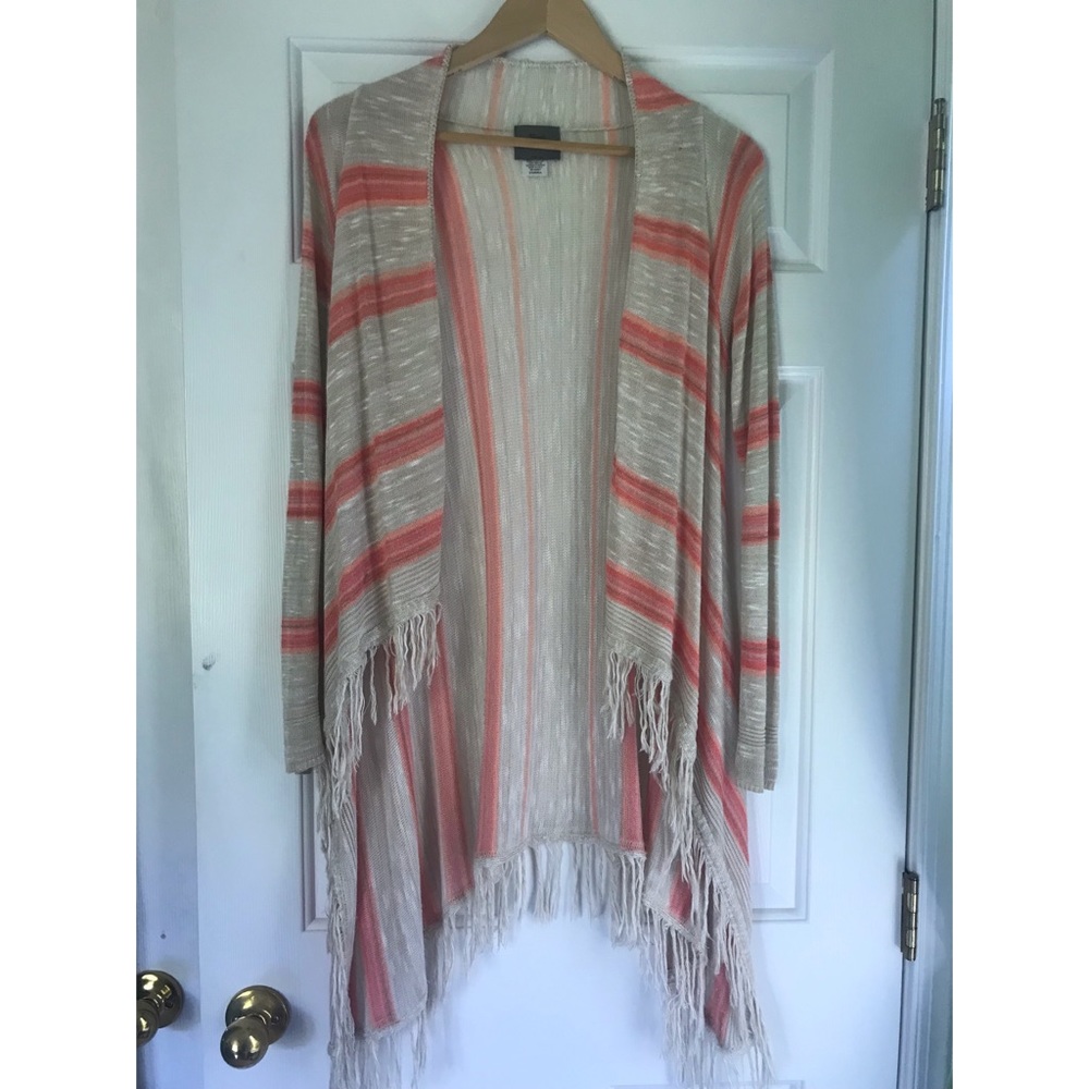 Pink Striped Flowy Cardigan